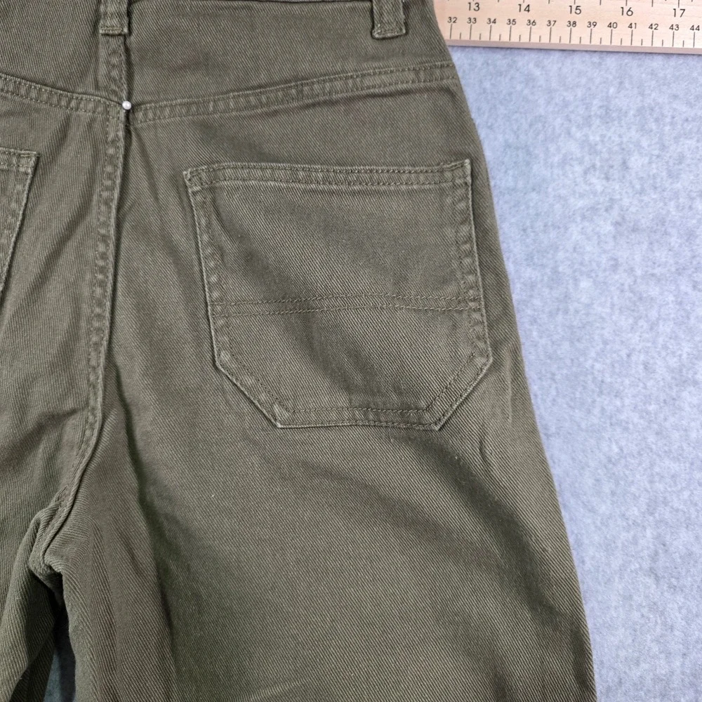 H&M Divided Womens Olive Green High Waisted Wide Leg Utility Carpentef Pants Sz0